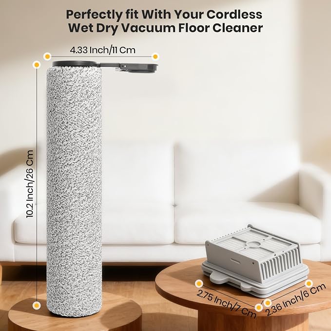 F25 Brush Roller and HEPA Filter Replacement Accessories compatible with Roborock F25/F25 ACE/F25 ALT/F25 LT/F25 RT/F25 ACE/F25 GT Cordless Wet Dry Vacuum Cleaner（2 roller brushes, 4HEPA Filters)