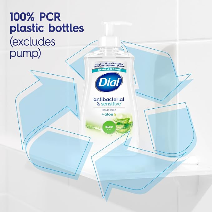 Dial Antibacterial Defense Liquid Hand Soap + Aloe, Aloe Scent, 11 Fl Oz (Pack of 12), Dermatologist-Tested Hand Wash, Gentle Formula
