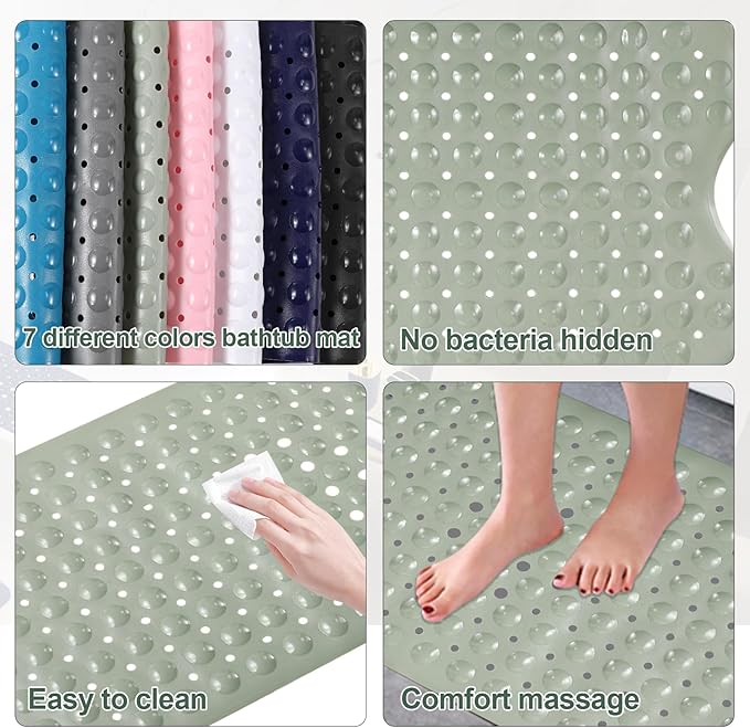 XLHOMO 26PC Bathroom Accessories Set - Gorgeous Bathroom Set, Sage Green Bathroom Accessory Set, Shower Curtain Set with Bathtub Mats for Shower Tub, Trash Can & Soap Dispenser