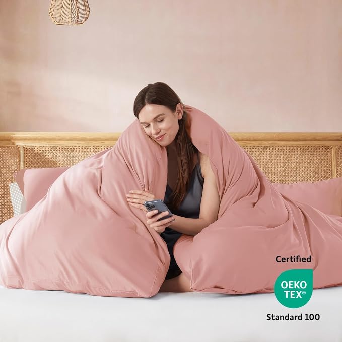 Nestl Blush Pink Duvet Cover Full Size - Soft Double Brushed Full Size Duvet Cover Set, 3 Piece, with Button Closure, 1 Duvet Cover 80x90 inches and 2 Pillow Shams