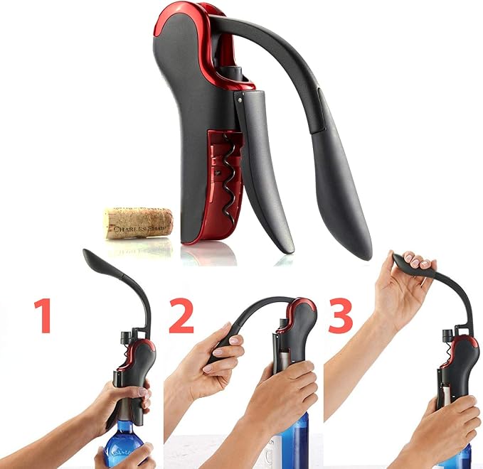 KEISSCO Wine Opener Compact Vertical Corkscrew Wine Bottle Opener with Built-in Foil Cutter