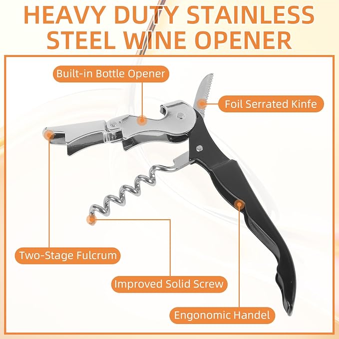 50 Pack Black Wine Opener Bulk Waiter Corkscrew Wine Opener Upgraded Heavy Duty Wine Keys Double Hinged Wine Key for Serves Bartenders Party Favor (50 Pack)