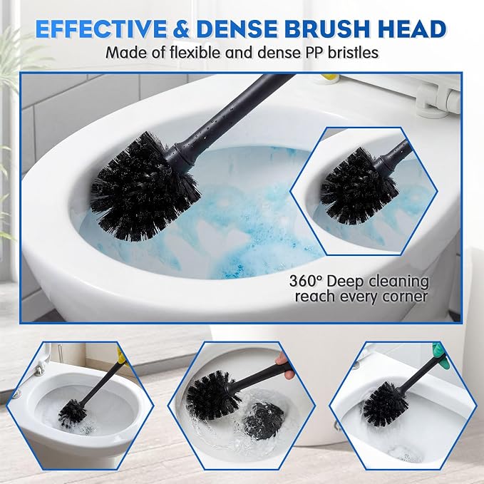 Sawysine 12 Pcs Commercial Toilet Plunger and Brush Set 6 Pack 18" Rubber Plunger with Double Thrust Force Suction Cup Handle and 6 Pack 16.54" Toilet Bowl Brush Bulk for Store Restaurant (Plastic)
