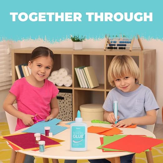 Darice Washable School Glue 4oz - 48 -Pack White Liquid Glues for Kids - Extra-Strong Great for Slime, Arts and Crafts - Back to School Supplies Glue Bottle with Adjustable Twist Closure