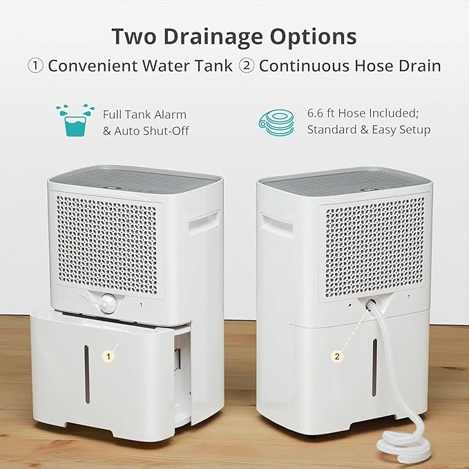 Kesnos 4500 Sq. Ft Dehumidifier for Home with Drain Hose -Ideal for Basements, Bedrooms, Bathrooms, Laundry Rooms -with Intelligent Control Panel, Front Display, 24 Hr Timer and 0.69 Gallon Water Tank