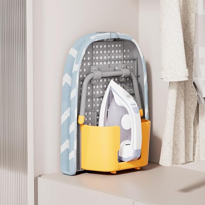 Small Ironing Board, Foldable Tabletop Ironing Board with Iron Holder and Silicone Iron Rest Pad for Small Spaces