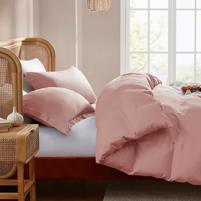 Nestl Blush Pink California King Duvet Cover Sets - Soft Double Brushed Cal King Duvet Cover, 3 Piece, with Button Closure, 1 Duvet Cover 104x98 inches and 2 Pillow Shams