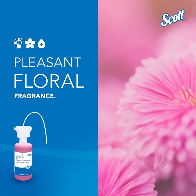 Scott Professional Foam Hand Soap with Moisturizers (11280), 1.5 L, Foaming, Pink, Floral Scent, Under-Counter Refills for Kimberly-Clark Professional Top Mounted Dispensers (2 Bottles)
