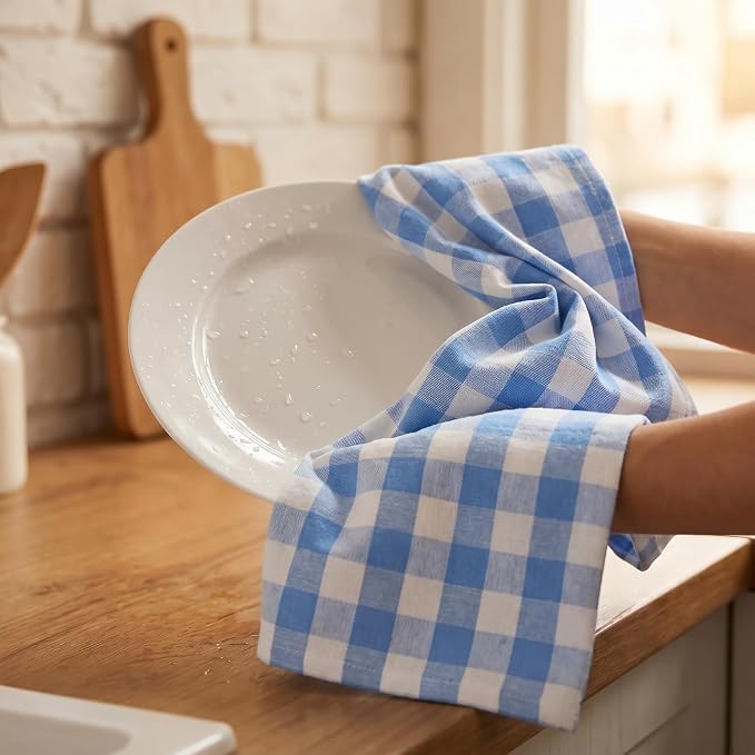 Urban Villa Kitchen Towels Cotton Dish Towels 20”x30” (Set of 6) Bluesand