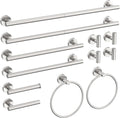 12 Pcs Brushed Nickel Bathroom Accessories Set, HOMEMYSTIQUE SUS304 Stainless Steel Bathroom Hardware Set, Bath Towel Bar Set, Toilet Paper Holders, Towel Rings Racks, Robe Towel Hooks