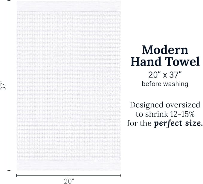 GILDEN TREE Waffle Hand Towels for Bathroom Quick Dry Large Luxury Lint Free Super Absorbent Cotton Hand Towels Set of 2, Modern Style (White)