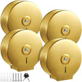 Mifoci 4 Pcs Industrial Toilet Paper Holder Commercial Roll Dispenser Wall Mount Stainless Steel Jumbo Tissue Dispenser Fits 9" Roll Toilet Paper for Office Home Public Places (Gold)