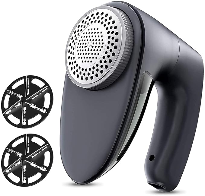 POPCHOSE Fabric Shaver, Rechargeable Lint Remover with 6-Blades and Electrostatic Brush, Dry Brushing Body Brush