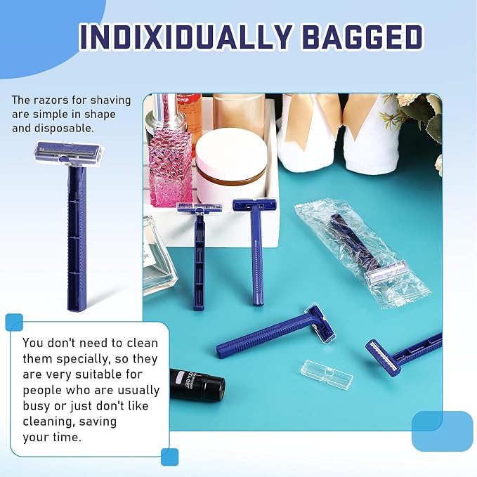 Chumia Twin Blade Razors for Men Stainless Steel Disposable Razors Men Bulk Plastic Shavers Multipurpose Portable Manual Disposable Shavers for Bathing Hotel Travel(195 Pieces)