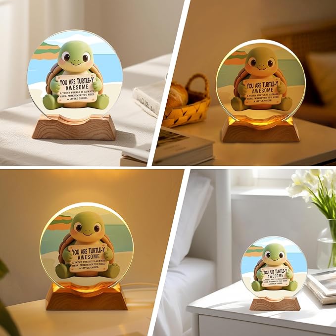ZHSHWAT Turtle Gifts LED Light Up Crystal Turtle Decor, Christmas Birthday Thanksgiving Retirement Gifts for Women Men, Inspirational Turtle Gifts for Women, Cute Desk Decor with Encouraging Message