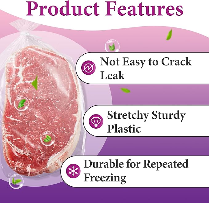 150 PCS Poultry Shrink Bags, 13x18 Inches Clear Freezer Heat Shrink Wrap | Equipped with 150 Zip Ties, Heat Shrinkable by Hot Water Dipping, Freezer Safe for Chickens and Rabbits Storage