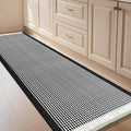 IM HOME Waffle Bath Mat Black & Cream 5'x2', Boho Woven Modern Bath Mat Rugs, Absorbent Non Slip Bathroom Rugs, Soft Washable Bath Rugs with Tassels for Bathroom, Bedroom, Kitchen, Shower, Tub