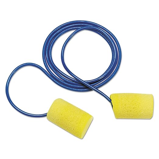 3M Ear Plugs, E-A-R Classic 311-1101, 200 Pairs of Disposable Earplugs, 1 Pair/Poly Bag, Corded, Noise Reduction Rating 29 dB NRR, Foam, Regular Size, Roll Down, Compliant with ANSI/ASA S12.71-2018