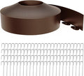 Landscape Edging 4 Inch Tall 80FT with 100Pcs Metal Spikes, Plastic Garden Edging Border Landscape Edging Border Lawn Edging for Landscaping, Flower Bed, Yard(Brown)