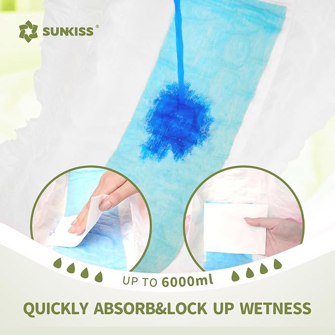 SUNKISS Masterpiece Adult Diapers with Tabs, Unisex Disposable Incontinence Briefs for Women and Men, Odor Control, White, Large/XLarge, Previously Large, 40 Count (4 Packs of 10)