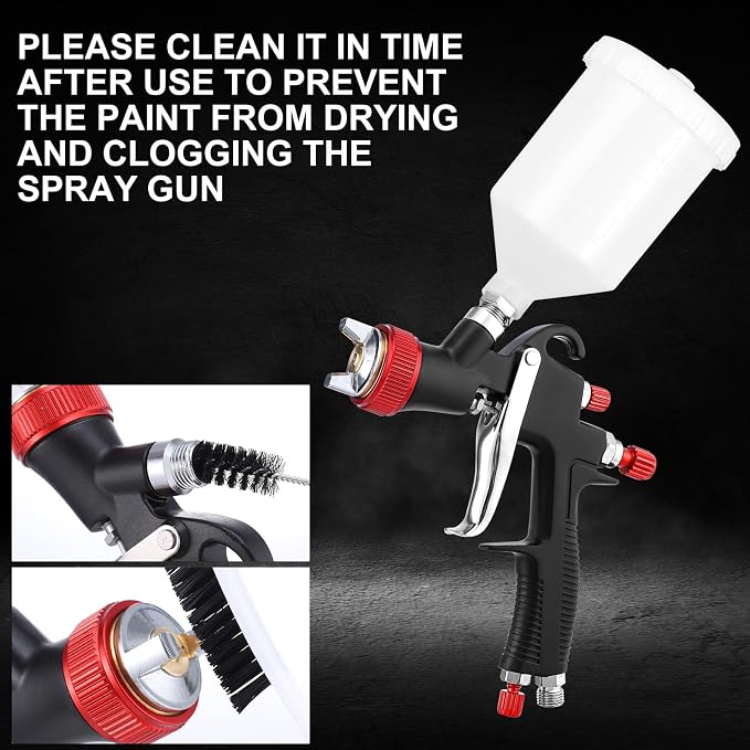 R500 Lvlp Air Spray Gun Kit, 4 Nozzles, 600Ml Cup | Nickel-Plated Body, Adjustable Spray Pattern, 1.5-3 Bar, Pressure Gauge, For Auto, Furniture And Home Painting