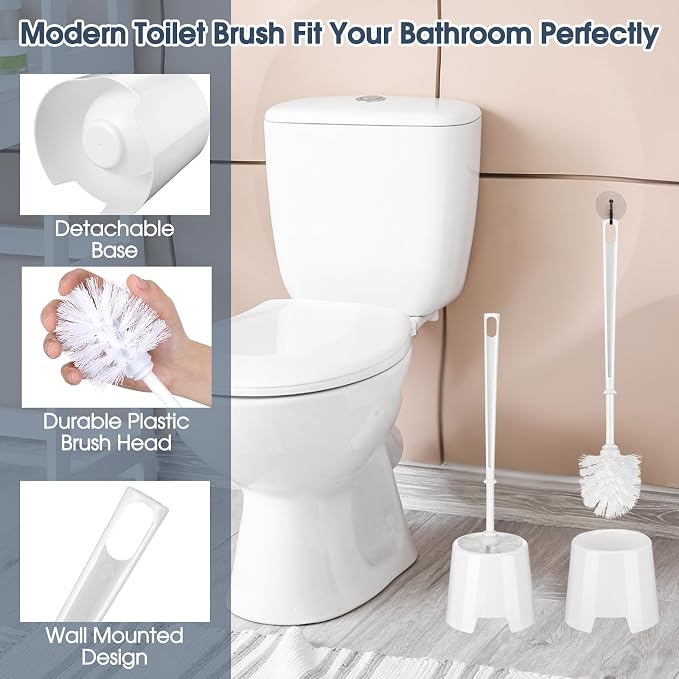 Mimorou 24 Sets Toilet Brushes and Holders Set White Toilet Bowl Brushes for Bathroom Scrub with Plastic Holders for Bathroom Cleaning Accessories