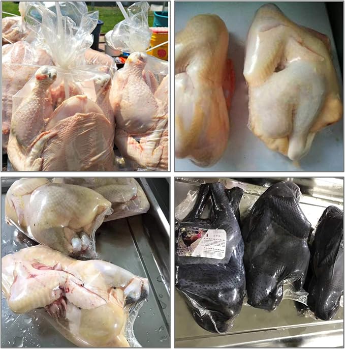 Large Turkey Shrink Bags 30Pcs 16x30In Chicken Bags Heat Shrink for Freezer | with Zip Ties, Silicone Straw for Turkey, Chickens, Rabbits