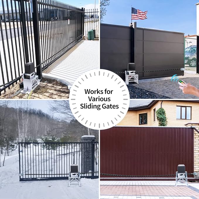 TOPENS CK2600 Automatic Sliding Gate Opener Chain Drive Industrial Commercial 1-1/4 HP Gate Motor for Heavy Driveway Slide Gates Up to 5700 Pounds, AC Powered with 20ft Roller Chain and Remote Control