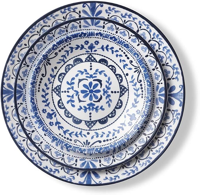 Corelle Vitrelle 18-Piece Service for 6 Dinnerware Set, Triple Layer Glass and Chip Resistant, Lightweight Round Plates and Bowls Set, Portofino