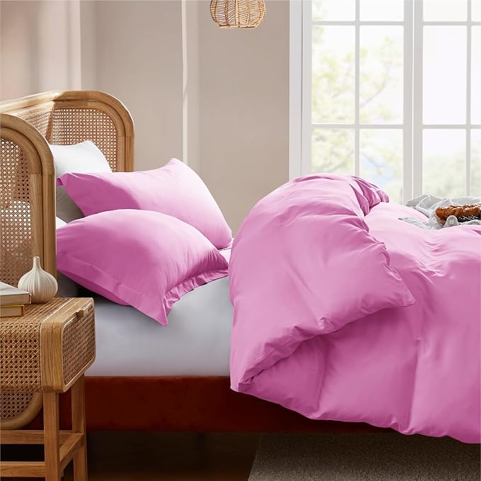 Nestl Light Pink Duvet Cover King Size - Soft Double Brushed King Duvet Cover Set, 3 Piece, with Button Closure, 1 Duvet Cover 104x90 inches and 2 Pillow Shams