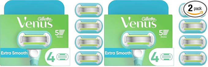 Gillette Venus Extra Smooth Womens Razor Blade Refills,Designed for a Close,Smooth Shave,4 Count (Pack of 2)