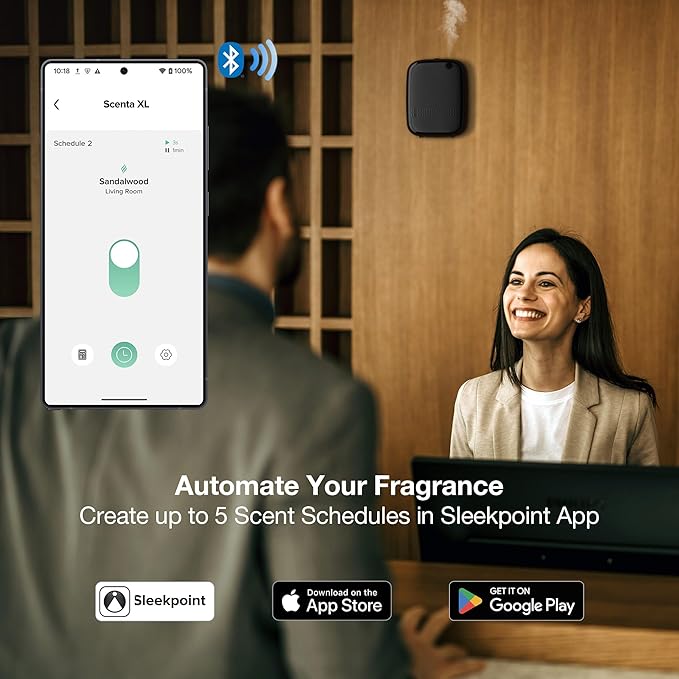 Smart Waterless Essential Oil Diffuser (400 mL Capacity) Hotel Scent Starter Kit with 200mL Fragrance Oil, Up to 2000 sq ft App Control Scent Air Machine with 12V1A Power Adapter, ANW Kit Black