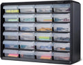 Amazon Basics 24-Drawer Plastic Storage Organizer with Dividers for Office/Craft/Tools, Wall Mountable, Sturdy, 6.3 x 21.3 x 15.8 inch, Black