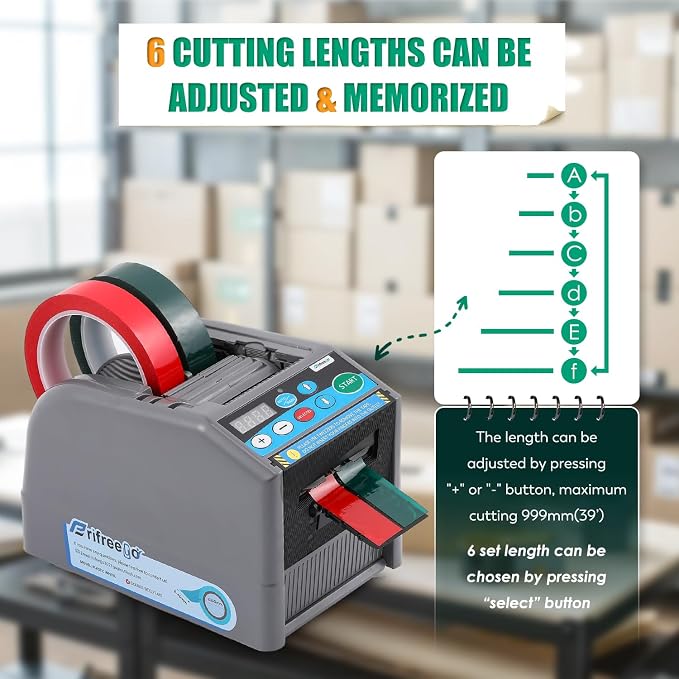 Automatic Tape Dispenser Electric Tape Cutter, 39" MAX Cutting Length, with Manual & Auto Modes, Cutting Various Tapes with 0.24-2.36" Width, for Office Warehouse Use, Package Packing