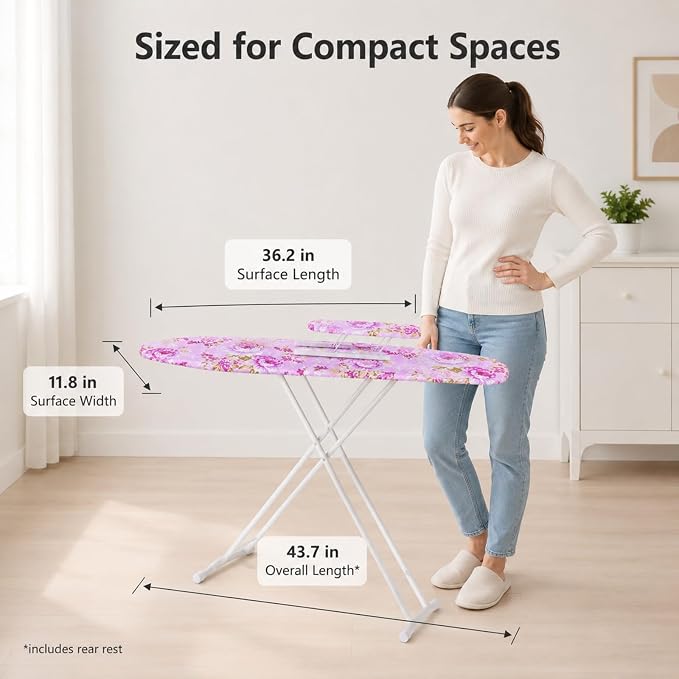 Folding Ironing Board, Extra-Wide Adjustable Height Iron Board with Folding Legs, Exquisite Pattern,Smooth Edge,Good Load-Bearing, Non-Slip Iron Board for Home Bathroom