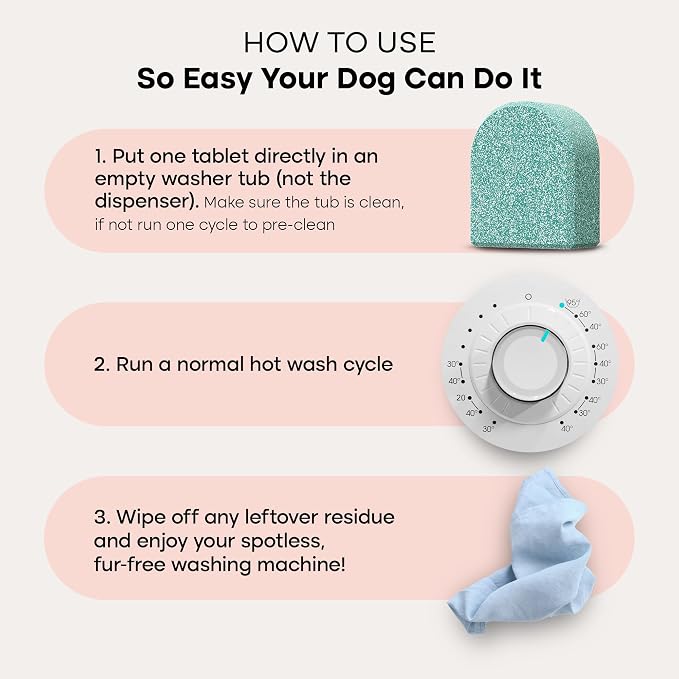 Uproot Clean Washing Machine Cleaner Tablets Ultra & Deshedder Brush Set: 40% Stronger Washer Machine Cleaning Tablets & Cat & Dog Brush for Shedding Set - No Loose Fur - No Messy Clothes