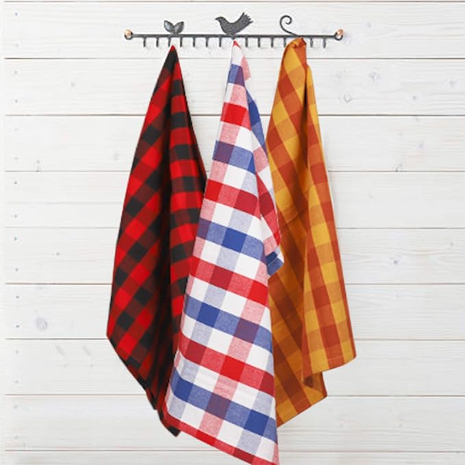 Urban Villa Kitchen Towels 100% Cotton Dish Towels for Kitchen (Set of 12) 20”x30” Dish Cloths Highly Absorbent Kitchen Linen Set with Hanging Loop Perfect for Drying Dishes Cleaning – Multi Color