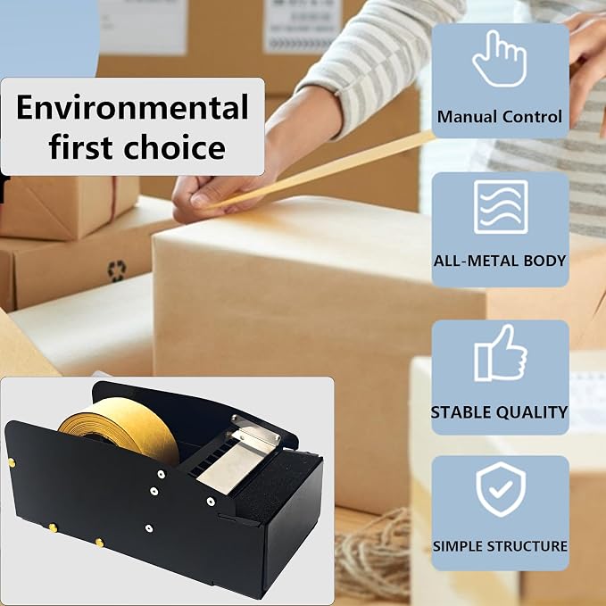 Manual Adjustable Width Kraft Paper Tape Cutter, Suitable for a Maximum of 6-inch Wide Tape, with a Water Brush Cutter, Used for Cardboard Packaging of Express Boxes and Gift Boxes