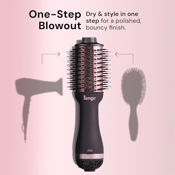 L'ANGE HAIR Le Volume 2-in-1 Titanium Blow Dryer Brush | Frizz Control Blowout Hair Dryer Brush For Drying And Straightening | Volumizing Hot Air Styler For All Hairstyles | Oval Barrel | Black - 75mm