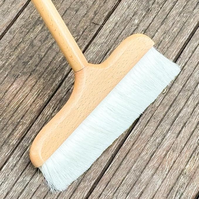 Gloffer Indoor Wood Wool Broom,Ultra Soft Bristles Broom with Long Handle,Sweeping Kitchen Brooms for Home Cleaning,Floor,Office