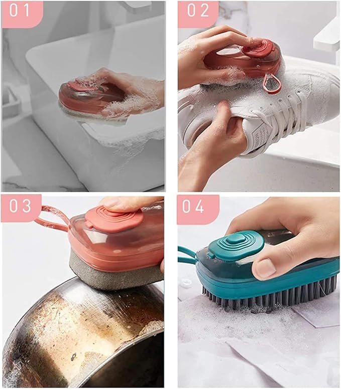 Cyrox Household Automatic Liquid Adding Laundry Brush | Multipurpose Liquid Adding Dish Washing Brush | Soft Bristle Laundry Shoes Floor Tile Cleaning Brush