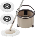 Eyliden Spin Mop and Bucket Set, 2 Microfiber Heads, Wash & Dry | Self-Cleaning Mop Bucket System for Hardwood, Tile, Vinyl Floors, Adjustable Stainless Steel Handle, Space-Saving Design