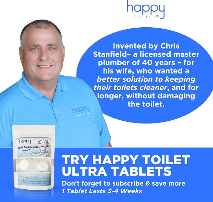 Happy Toilet Cleaner Original Deuce - Toilet Bowl Tablet Holder for Kohler & Canister Flush Systems - Easy Install Toilet Tablet Holder Auto Toilet Cleaning System Tank Caddy - Made in USA