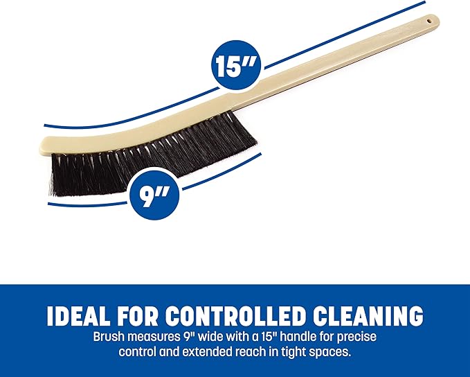 Carlisle FoodService Products 4541103 Plastic Block Narrow Radiator Brush, Horsehair/Polypropylene Bristles, 24" Length, 9" Brush Length, 2" Bristle Trim, Black (Case of 12)