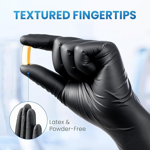 Borje Nitrile Gloves Large, 1000 Count Disposable Gloves, Black | Latex-Free Powder-Free, Medical Exam, Food Safe, Cleaning, Cooking