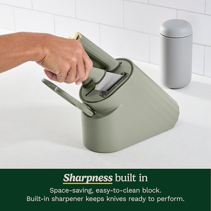 Artisan Elite Stainless Steel Cutlery 6 Piece Knife Block Set, Green