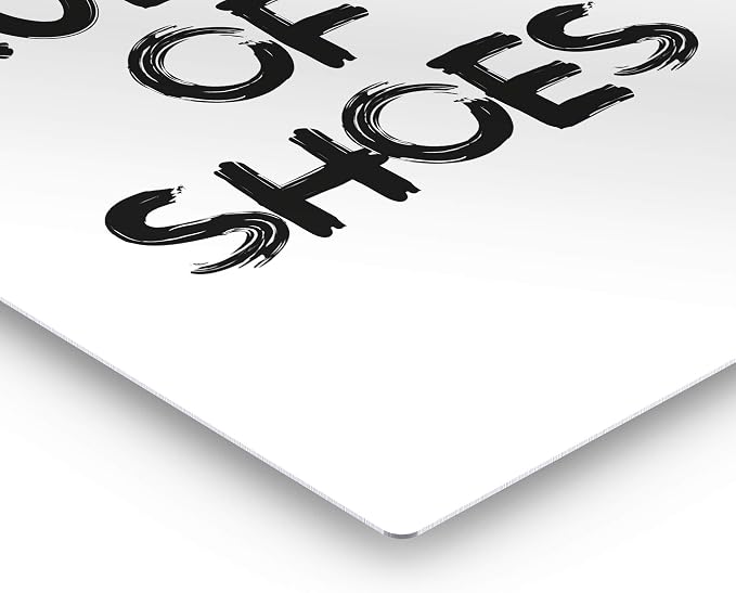 Smile Art Design Queen of Shoes Black and White Modern Brush Lettering Glam Fashion Metal Print Wall Art Office Bathroom Teen Girls Room Women Dorm Bedroom Living Room Wall Decor 24x16