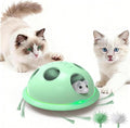 Pawingcat Automatic Cat String Toy 6 Holes Whack a Mole Cat Toy with Plush Running Cat Mouse Toy Hide and Seek Interactive Cat Toys for Indoor Cats（Green）