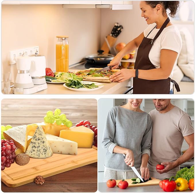 Patelai 12 Pack Bulk Plain Cutting Board Set Kitchen Chopping Boards Rectangular Blank Cutting Board Wood Crafts Serving Board for Christmas Wedding DIY Engraving Gifts(Bamboo,12 x 8 Inch)