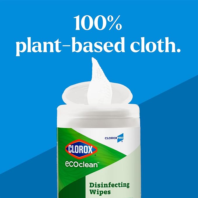 CloroxPro Clorox EcoClean Disinfecting Wipes, Multi Purpose Bleach Free Cleaner, Made with Citric Acid and Plant Based Ingredients, Antibacterial Disinfectant, Multi Surface Use, 75 Ct, Pack of 6